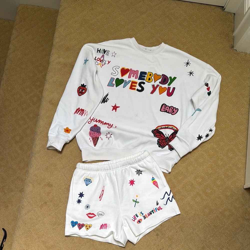 Colorful Sweatshirt/Shorts Set